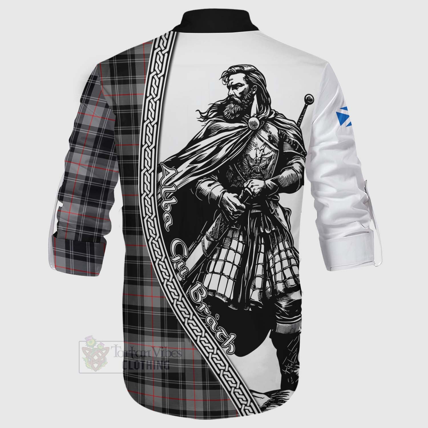 Tartan Vibes Clothing Moffat Tartan Clan Crest Ghillie Kilt Shirt with Highlander Warrior Celtic Style