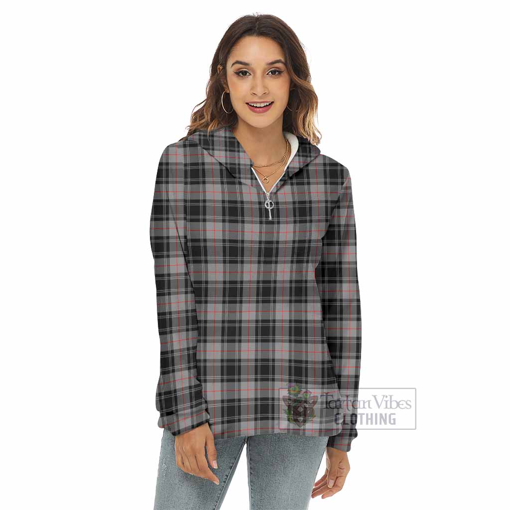 Tartan Vibes Clothing Moffat Tartan Women's Borg  Half Zip Fleece Hoodie