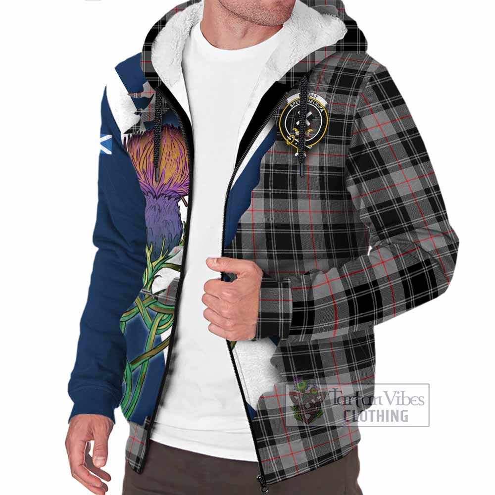 Moffat Tartan Family Crest Sherpa Hoodie Scottish Thistle Celtic Inspired - Tartan Vibes Clothing