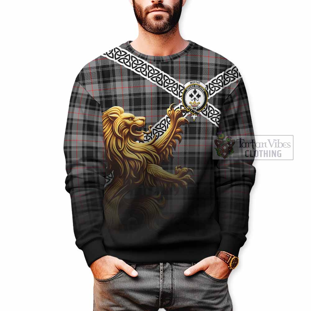 Moffat Crest Tartan Sweatshirt with Golden Lion Emblem Celtic Style - Tartan Vibes Clothing