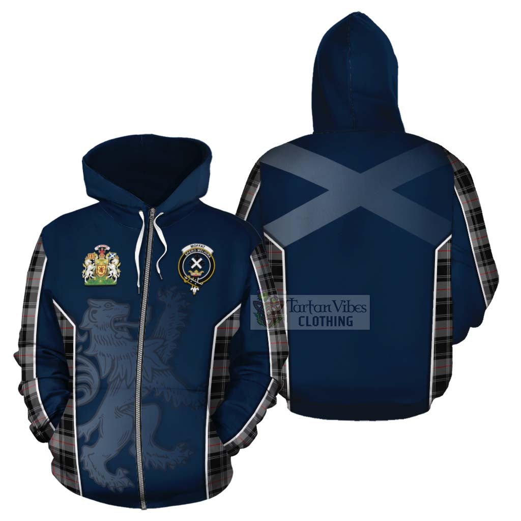 Tartan Vibes Clothing Moffat Tartan Cotton Hoodie with Family Crest and Lion Rampant Vibes Sport Style