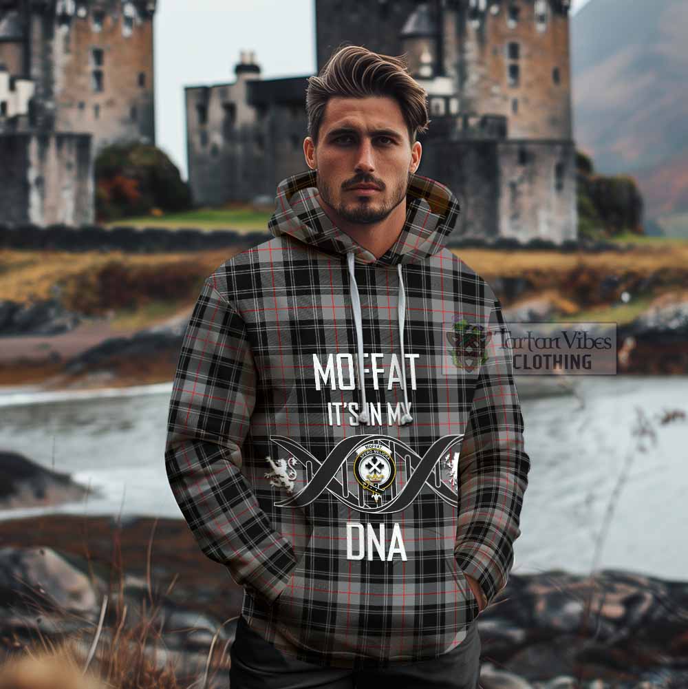 Tartan Vibes Clothing Moffat Tartan Cotton Hoodie with Family Crest DNA In Me Style