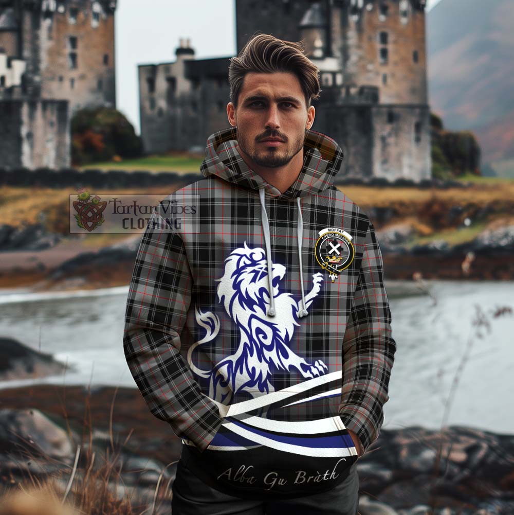 Tartan Vibes Clothing Moffat Tartan Cotton Hoodie with Alba Gu Brath Regal Lion Emblem