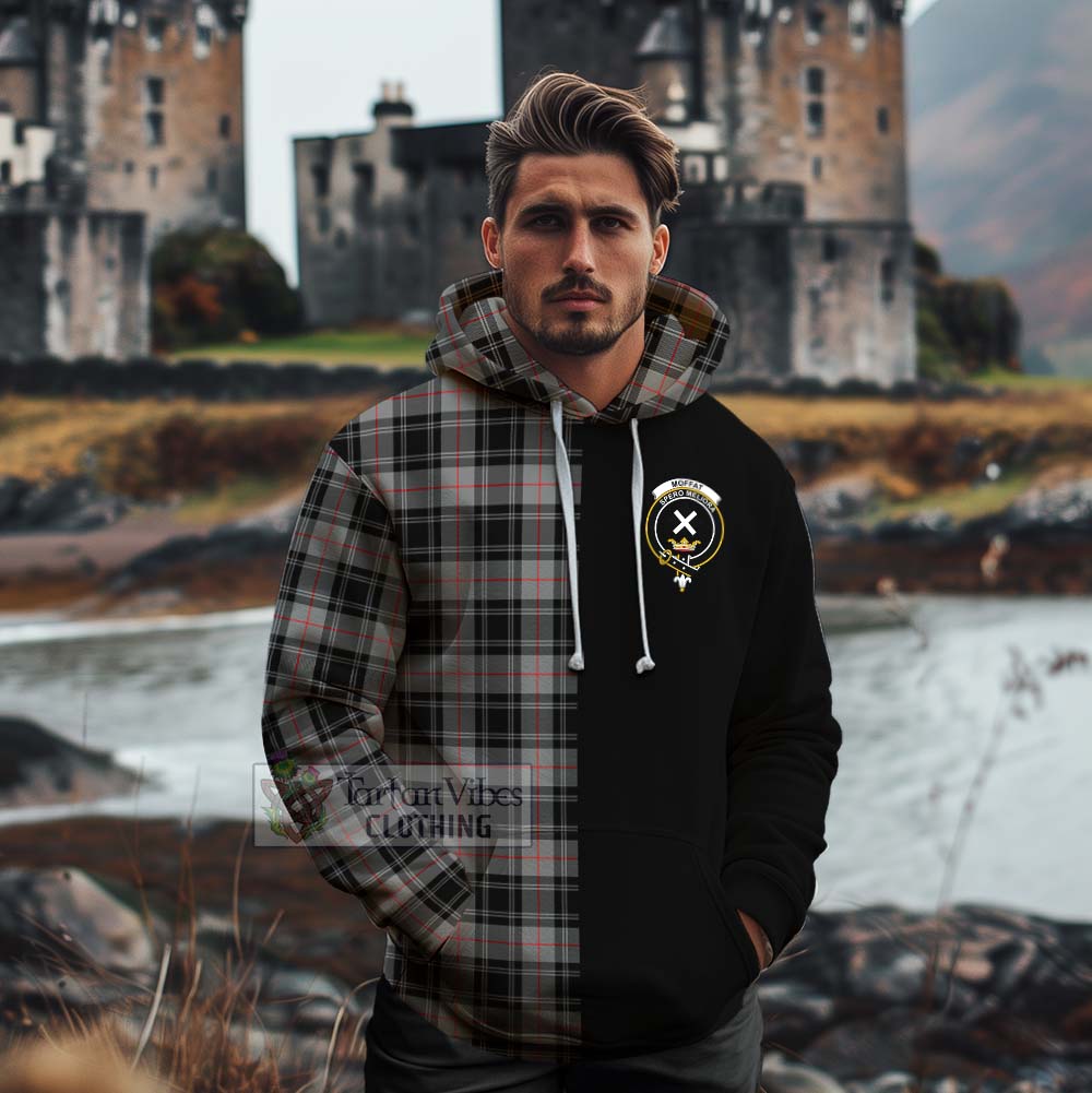 Tartan Vibes Clothing Moffat Tartan Cotton Hoodie with Family Crest and Half Of Me Style