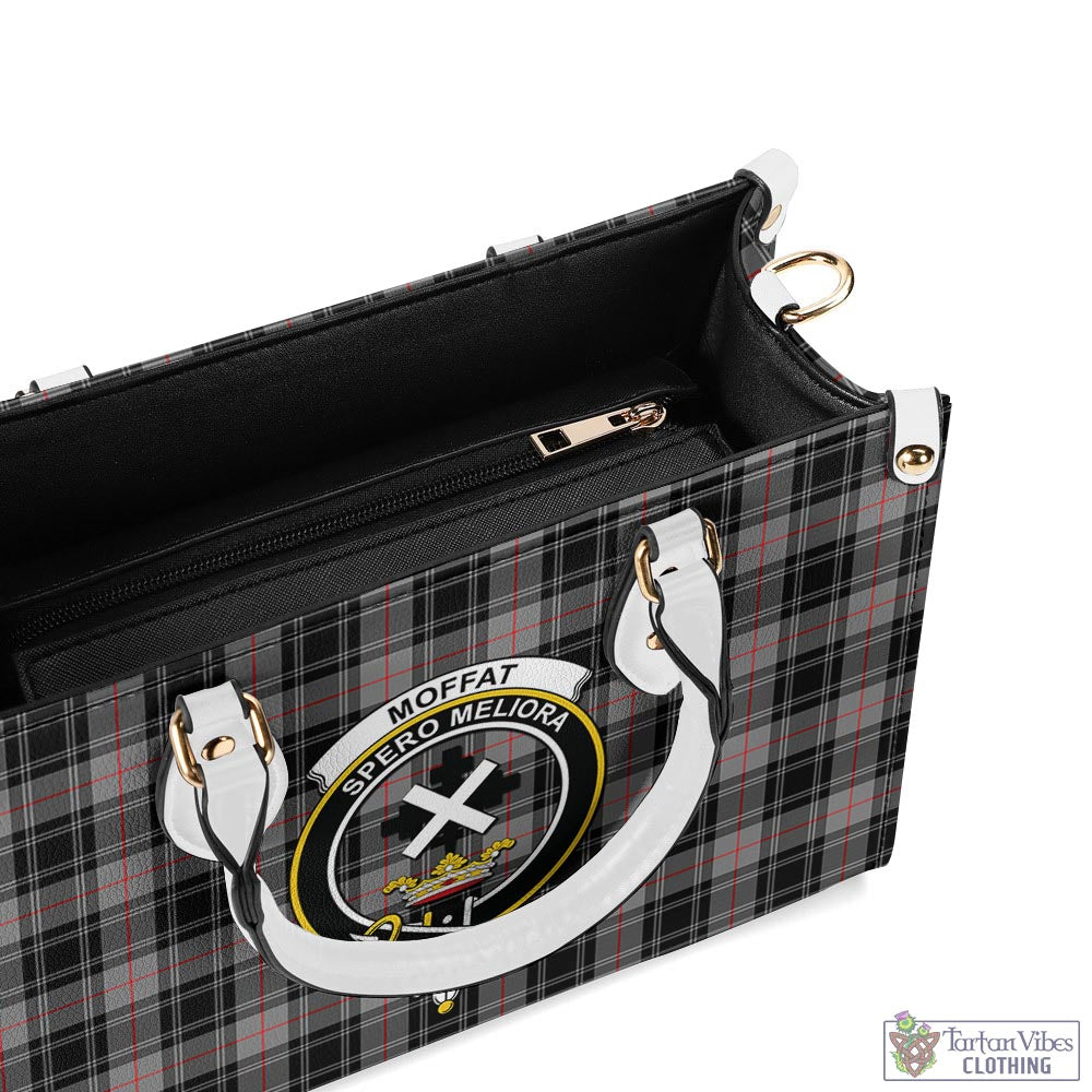 Tartan Vibes Clothing Moffat Modern Tartan Luxury Leather Handbags with Family Crest