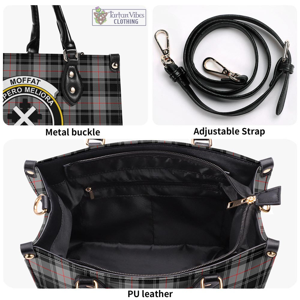 Tartan Vibes Clothing Moffat Modern Tartan Luxury Leather Handbags with Family Crest