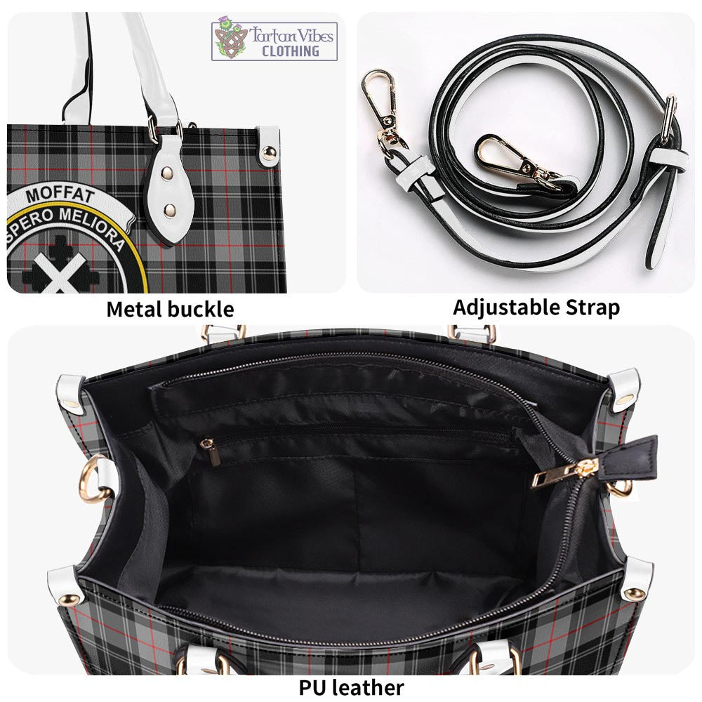 Tartan Vibes Clothing Moffat Modern Tartan Luxury Leather Handbags with Family Crest