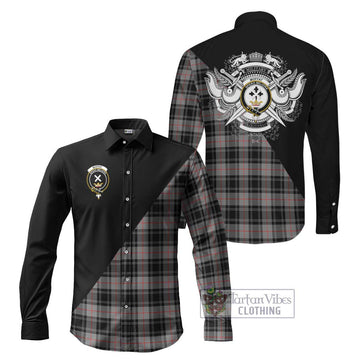 Moffat Tartan Long Sleeve Button Shirt with Family Crest and Military Logo Style