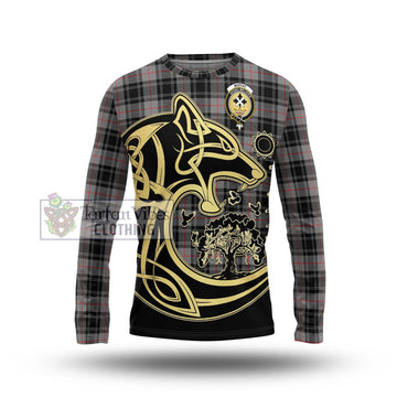 Moffat Tartan Long Sleeve T-Shirt with Family Crest Celtic Wolf Style