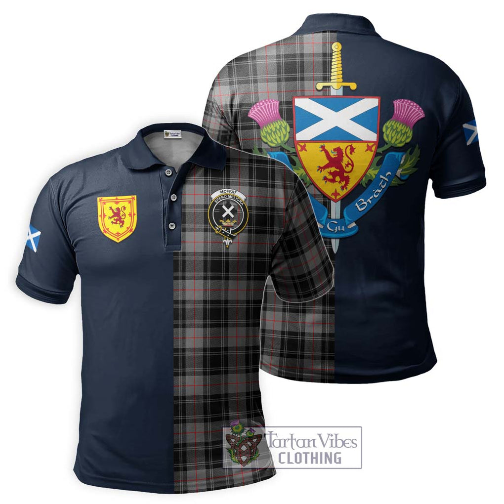 Tartan Vibes Clothing Moffat Modern Tartan Polo Shirt with Scottish Lion Royal Arm Half Style