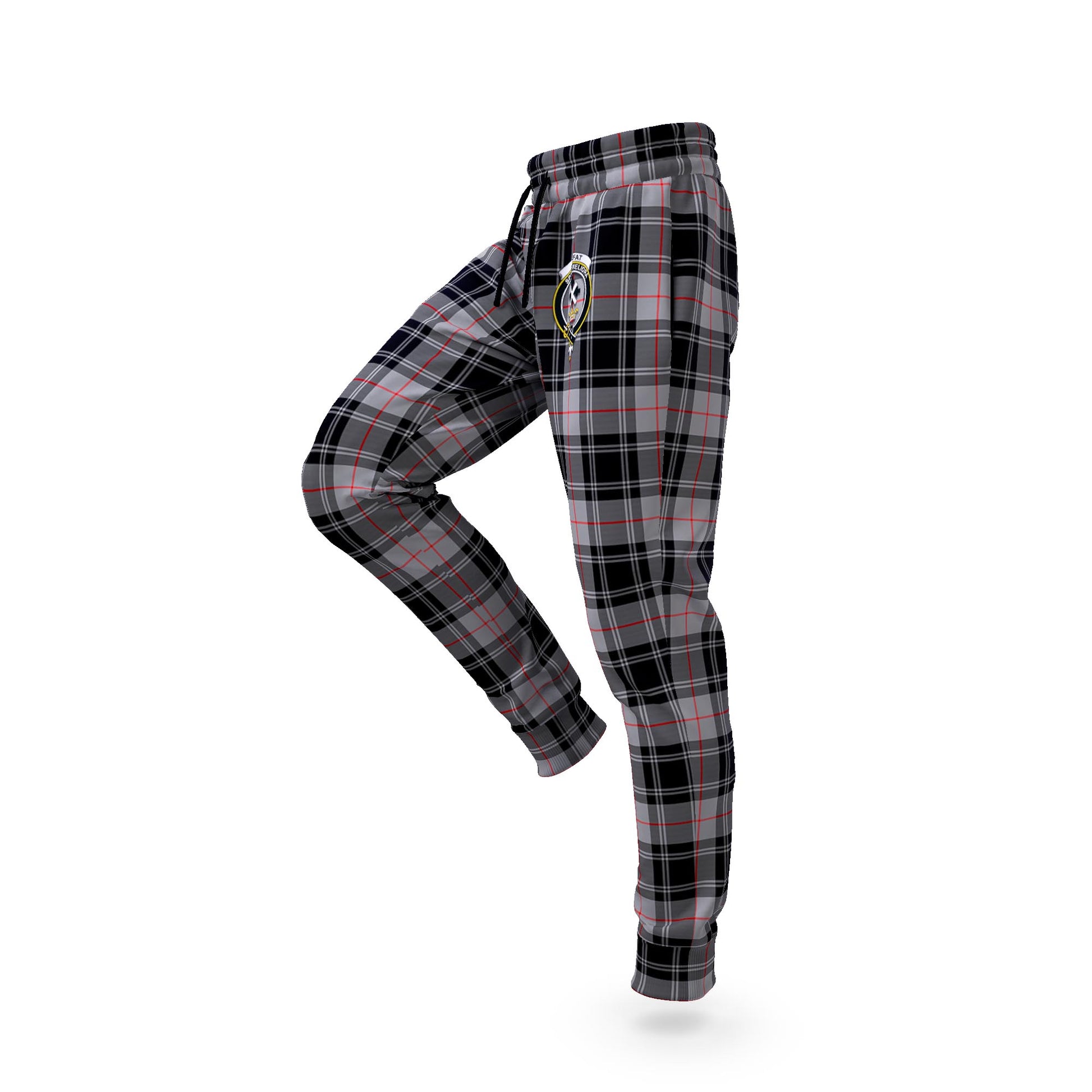 Moffat Tartan Joggers Pants with Family Crest S - Tartan Vibes Clothing