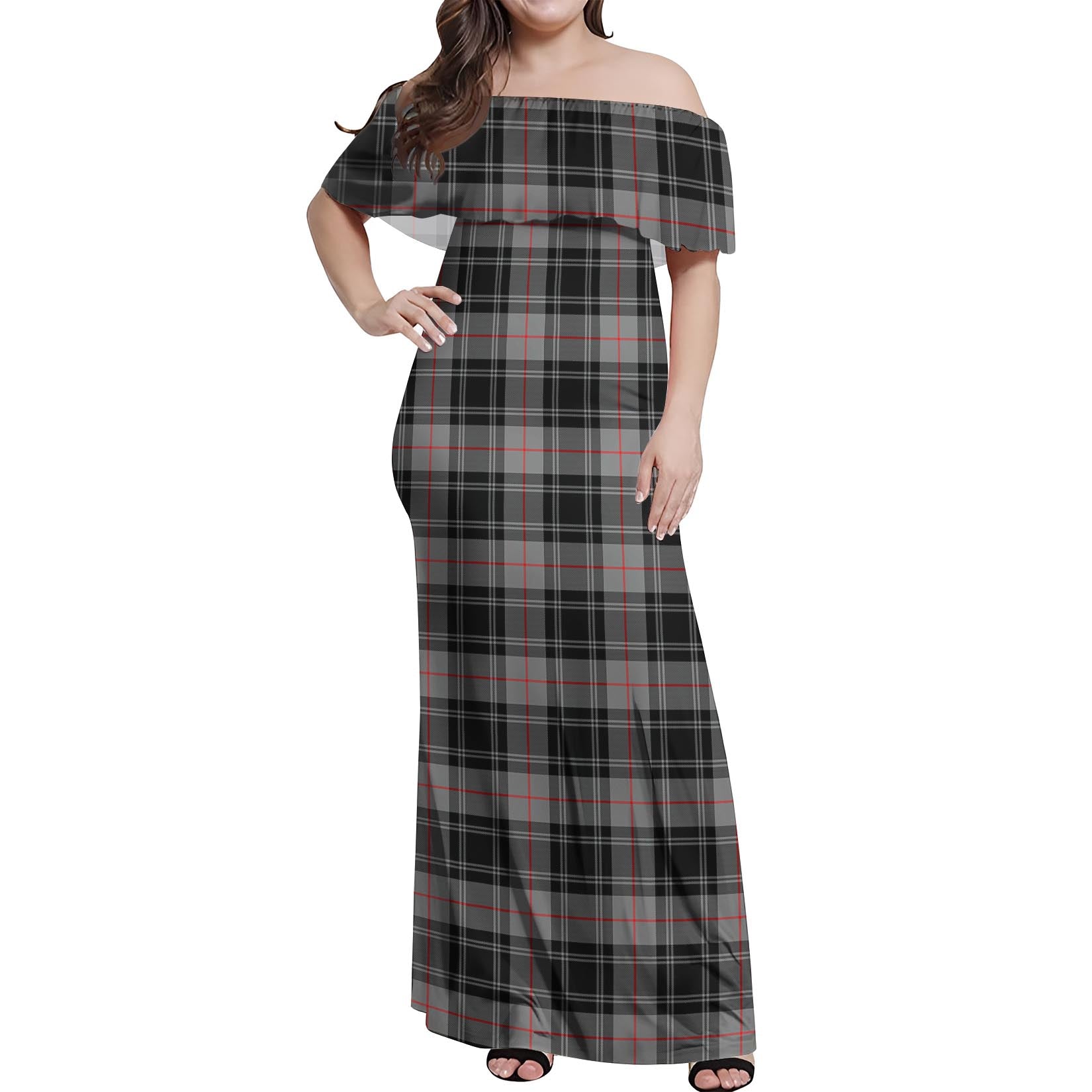 Moffat Modern Tartan Off Shoulder Long Dress Women's Dress - Tartanvibesclothing