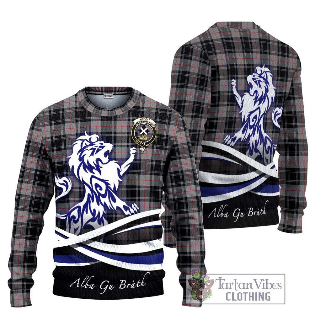 Moffat Tartan Ugly Sweater with Alba Gu Brath Regal Lion Emblem Unisex - Tartan Vibes Clothing
