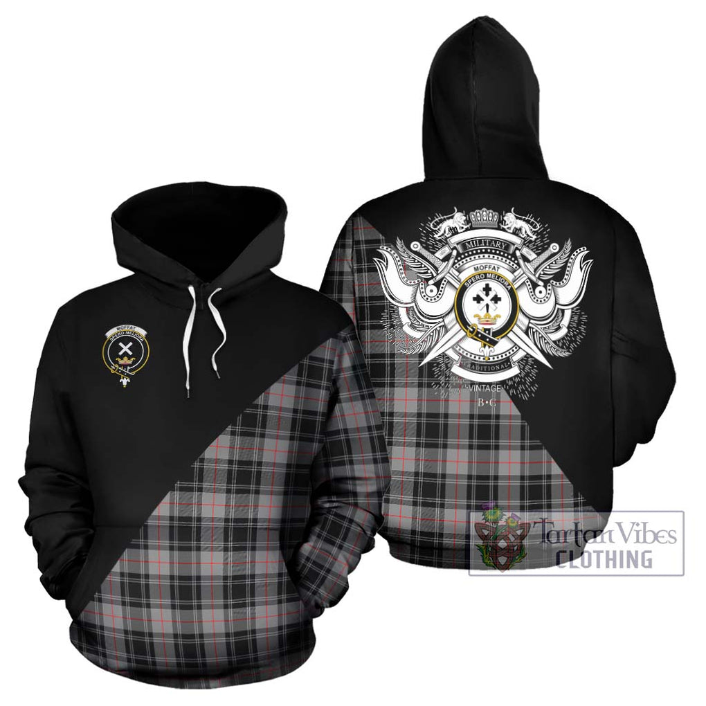 Moffat Tartan Hoodie with Family Crest and Military Logo Style Zip Hoodie - Tartanvibesclothing Shop