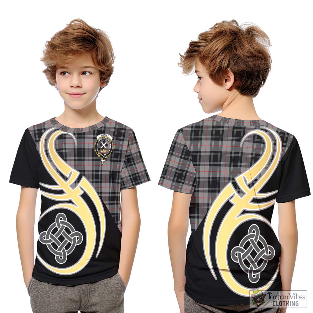 Moffat Tartan Kid T-Shirt with Family Crest and Celtic Symbol Style Youth XL Size14 - Tartan Vibes Clothing