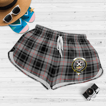 Moffat Tartan Womens Shorts with Family Crest