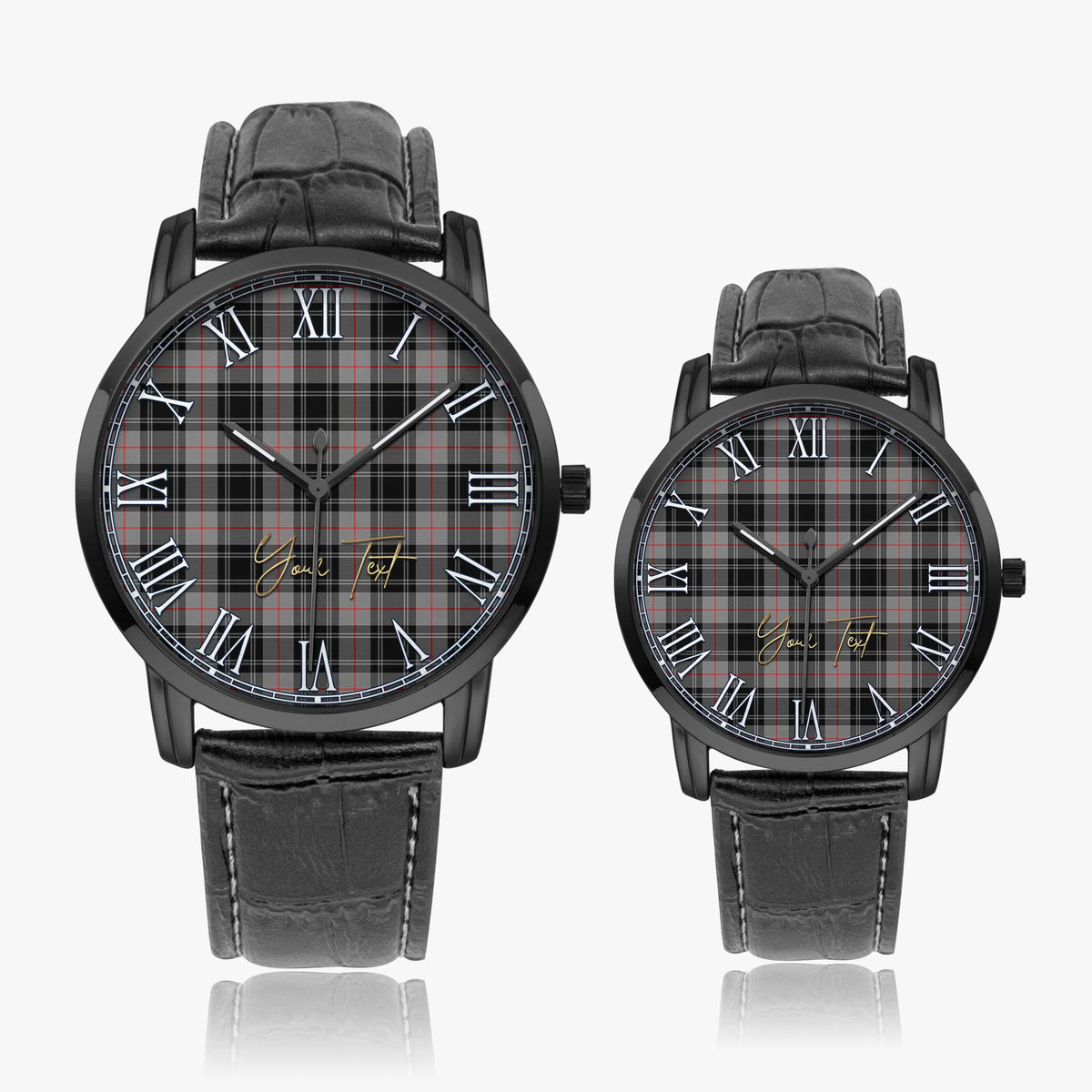 Moffat Tartan Personalized Your Text Leather Trap Quartz Watch Wide Type - Tartan Vibes Clothing