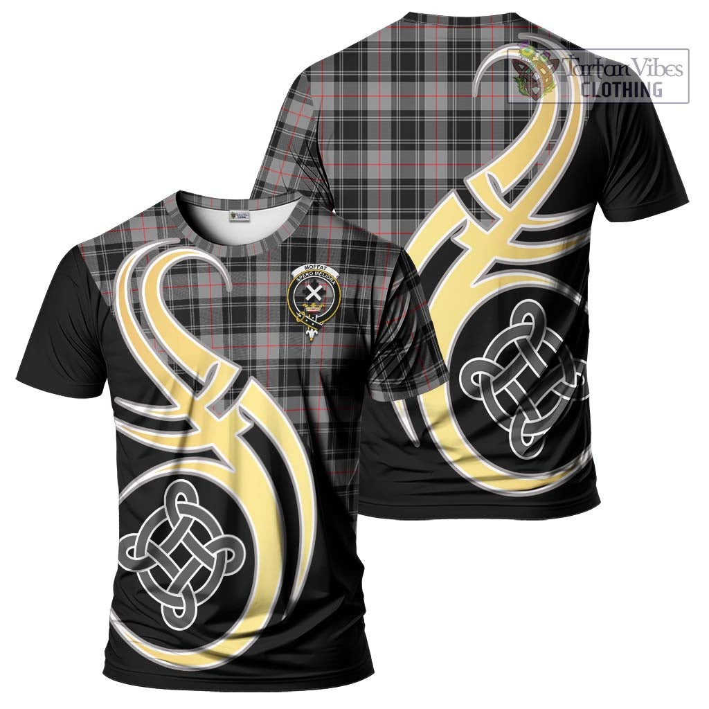 Tartan Vibes Clothing Moffat Modern Tartan T-Shirt with Family Crest and Celtic Symbol Style