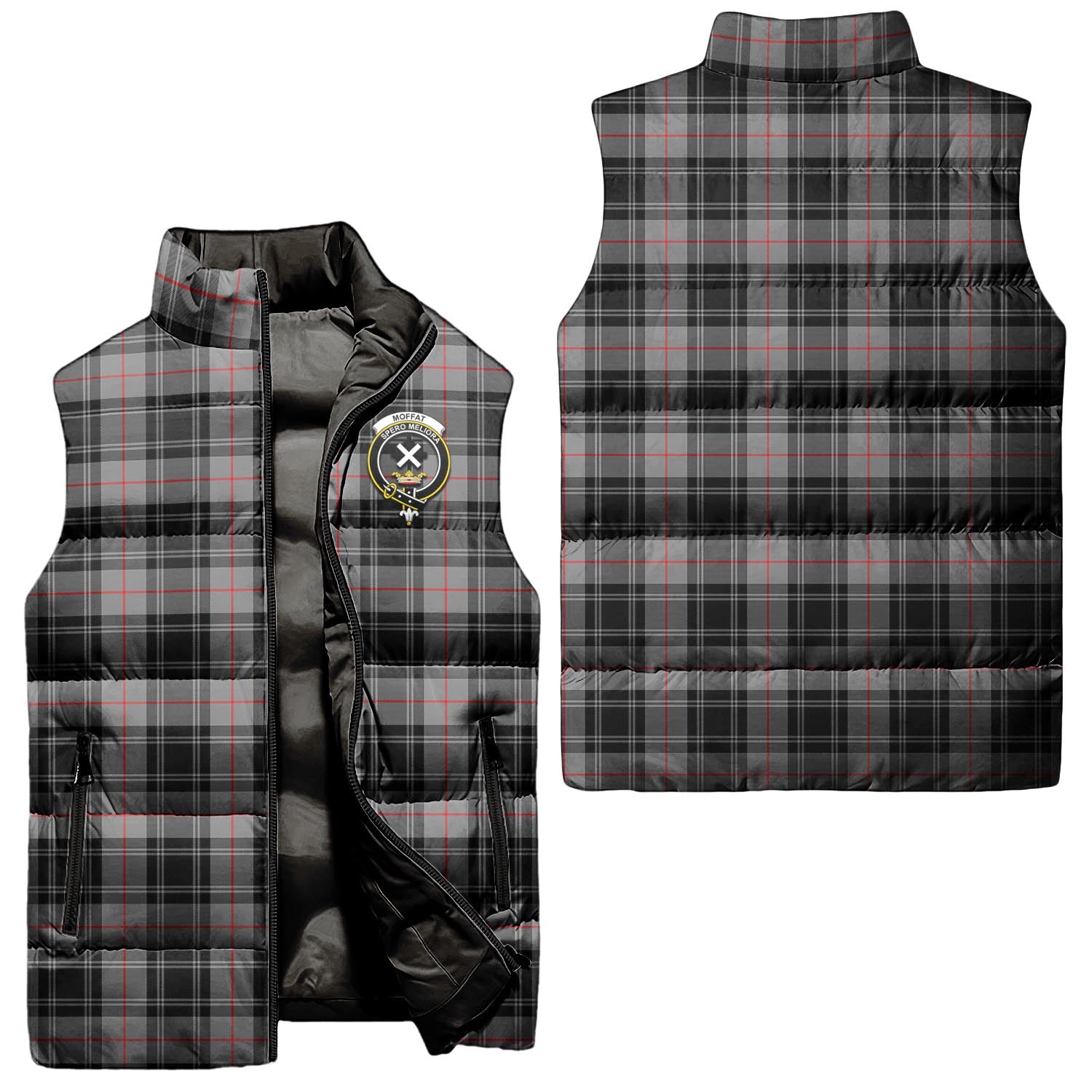 Moffat Modern Tartan Sleeveless Puffer Jacket with Family Crest Unisex - Tartanvibesclothing