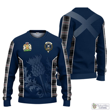 Moffat Tartan Knitted Sweatshirt with Family Crest and Scottish Thistle Vibes Sport Style