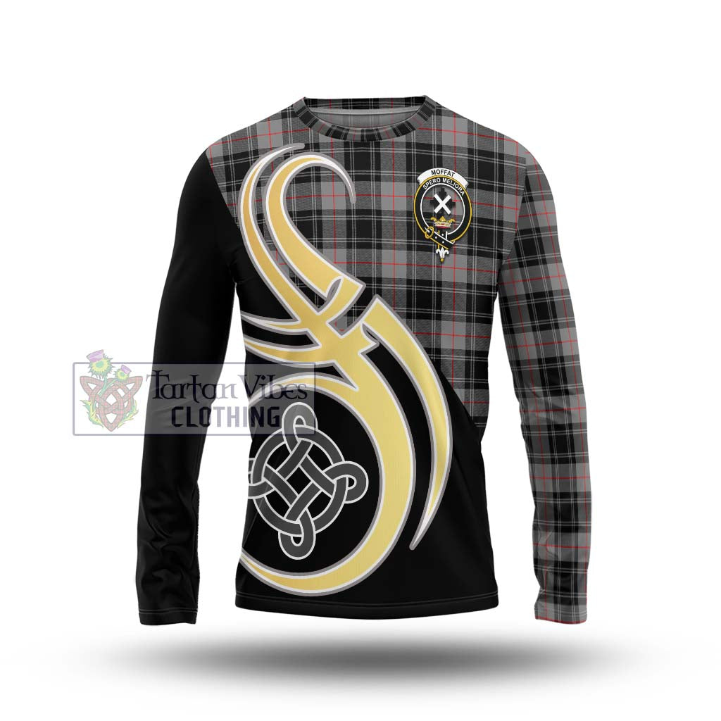 Moffat Tartan Long Sleeve T-Shirt with Family Crest and Celtic Symbol Style Unisex - Tartan Vibes Clothing