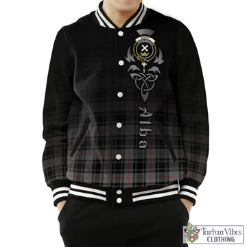 Moffat Tartan Baseball Jacket Featuring Alba Gu Brath Family Crest Celtic Inspired