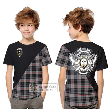 Moffat Tartan Kid T-Shirt with Family Crest and Military Logo Style