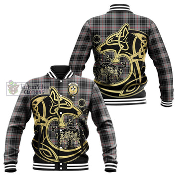 Moffat Tartan Baseball Jacket with Family Crest Celtic Wolf Style