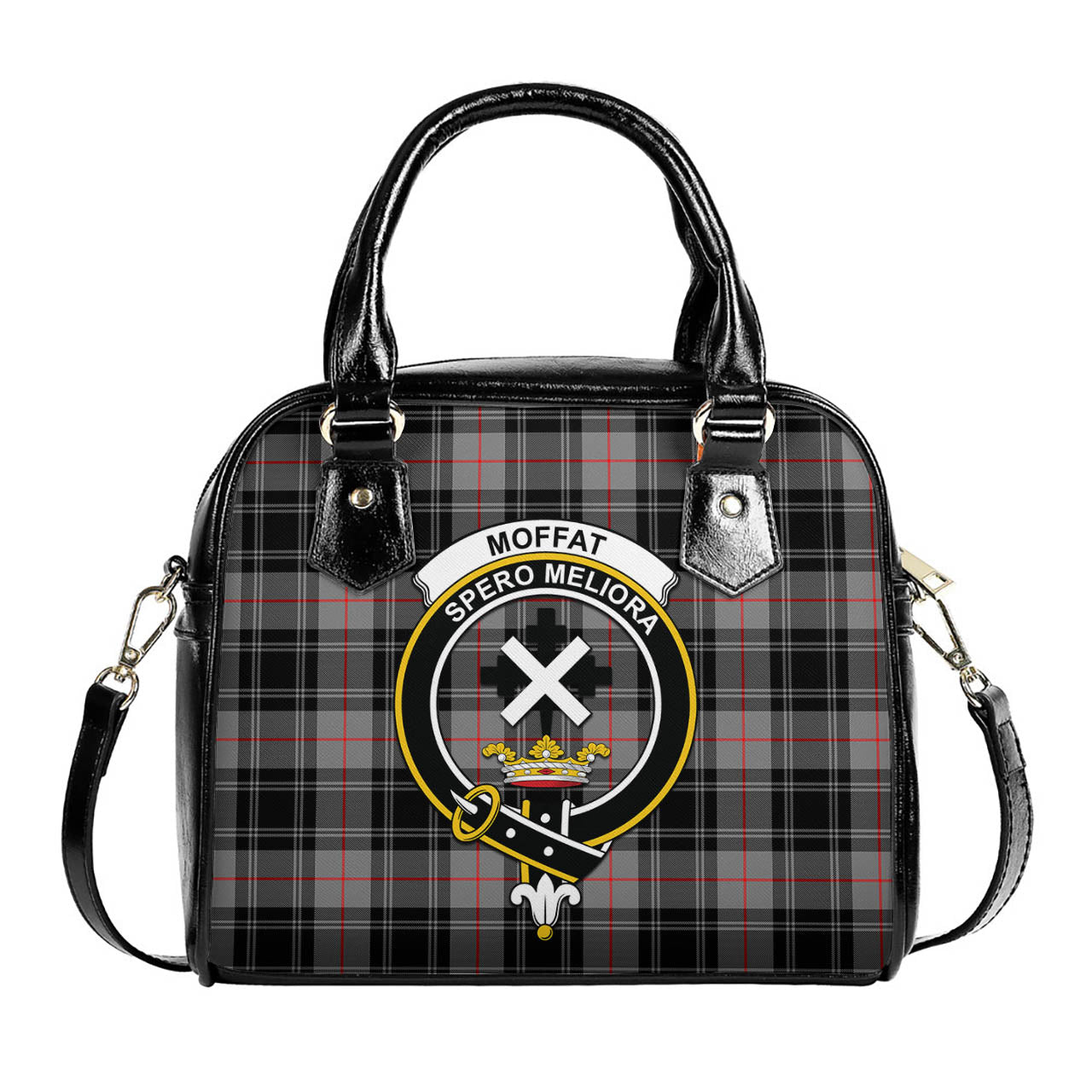 Moffat Modern Tartan Shoulder Handbags with Family Crest One Size 6*25*22 cm - Tartanvibesclothing