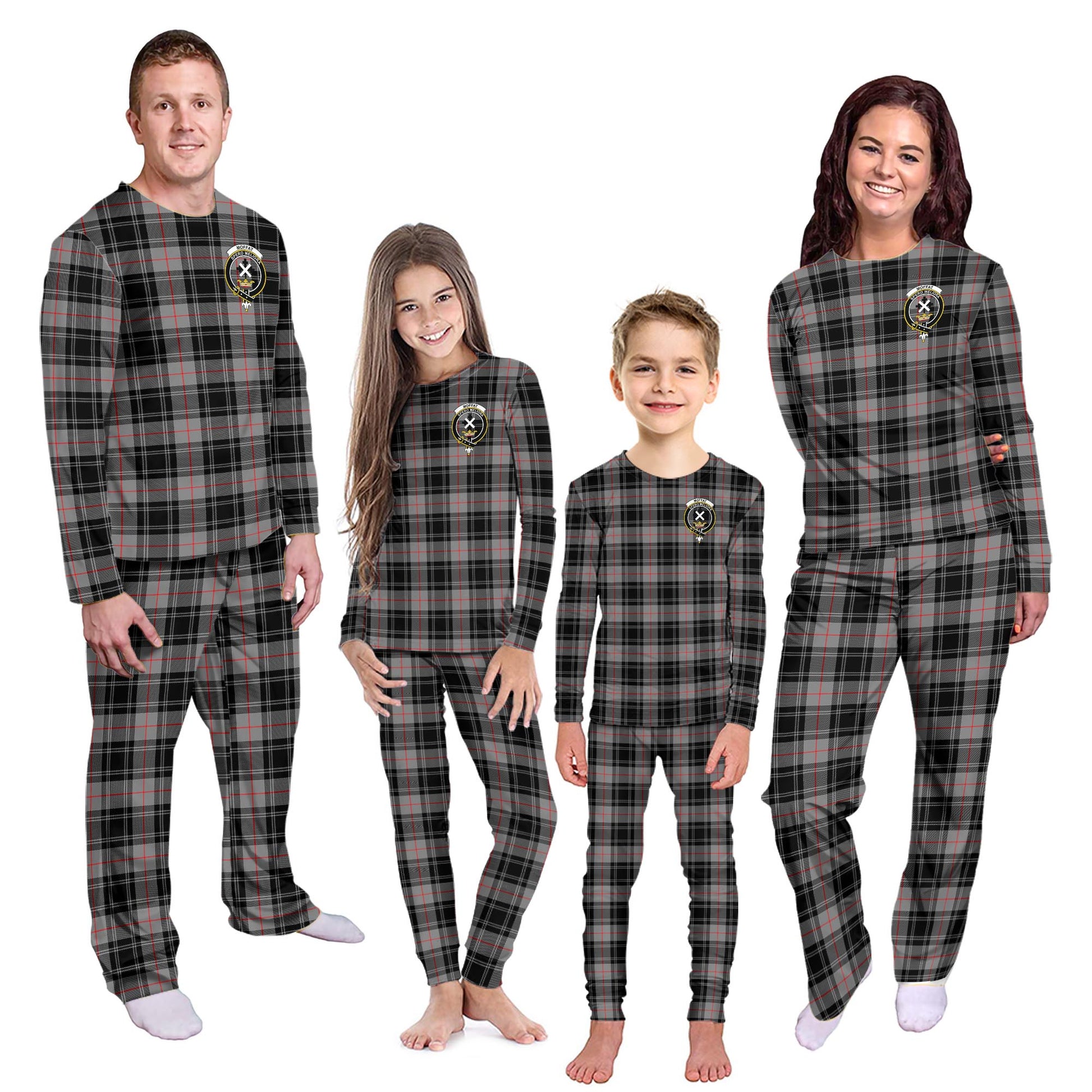 Moffat Modern Tartan Pajamas Family Set with Family Crest - Tartanvibesclothing