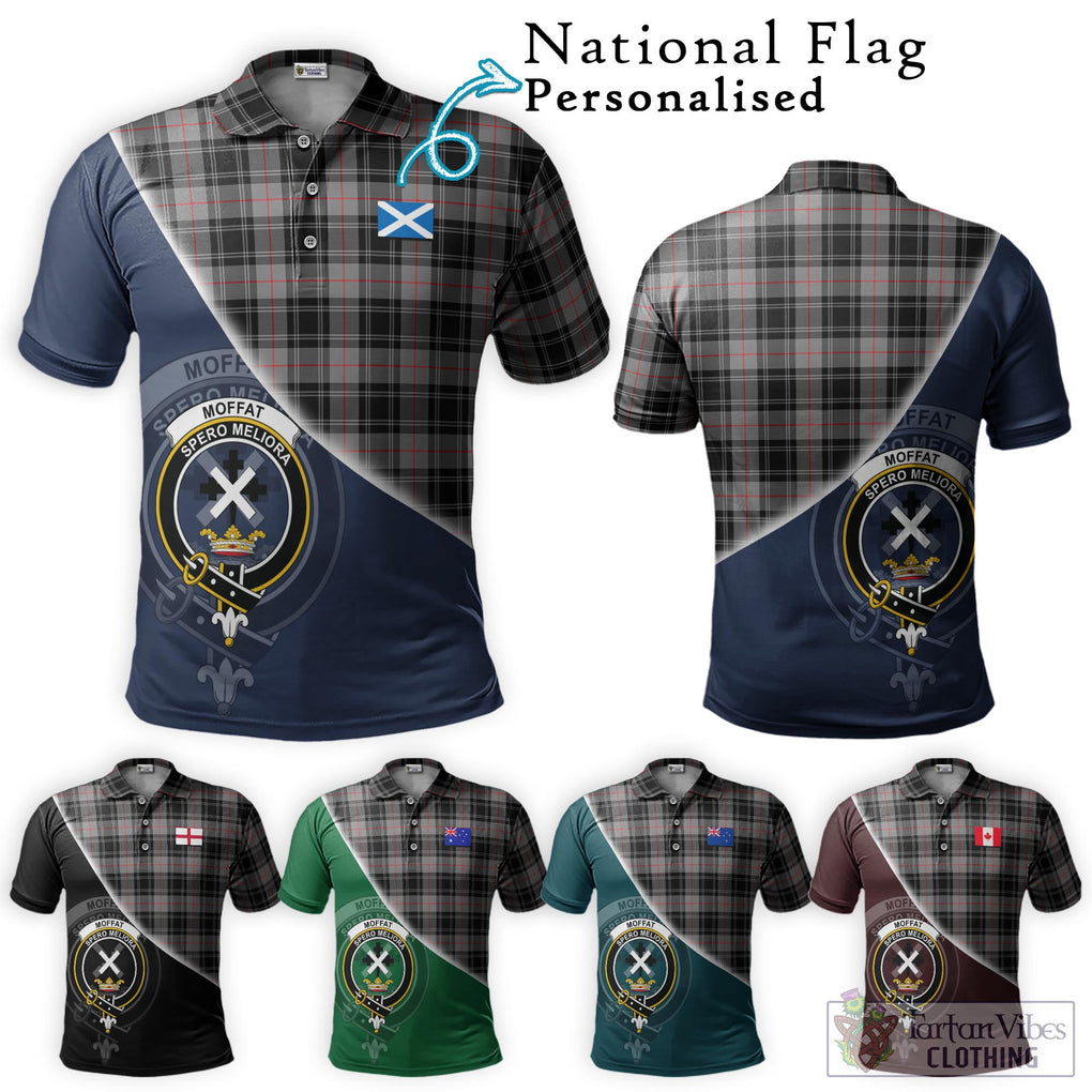 Moffat Tartan Polo Shirt with Personalised National Flag and Family Crest Half Style Maroon - Tartanvibesclothing Shop