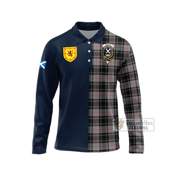 Moffat Tartan Long Sleeve Polo Shirt Alba with Scottish Lion Royal Arm Half Style