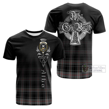 Moffat Tartan Cotton T-shirt Featuring Alba Gu Brath Family Crest Celtic Inspired