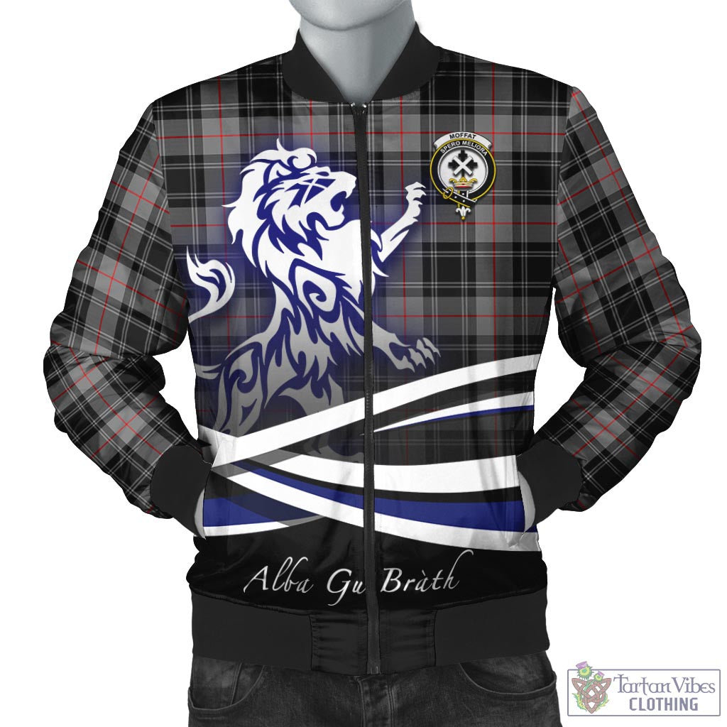 Tartan Vibes Clothing Moffat Modern Tartan Bomber Jacket with Alba Gu Brath Regal Lion Emblem