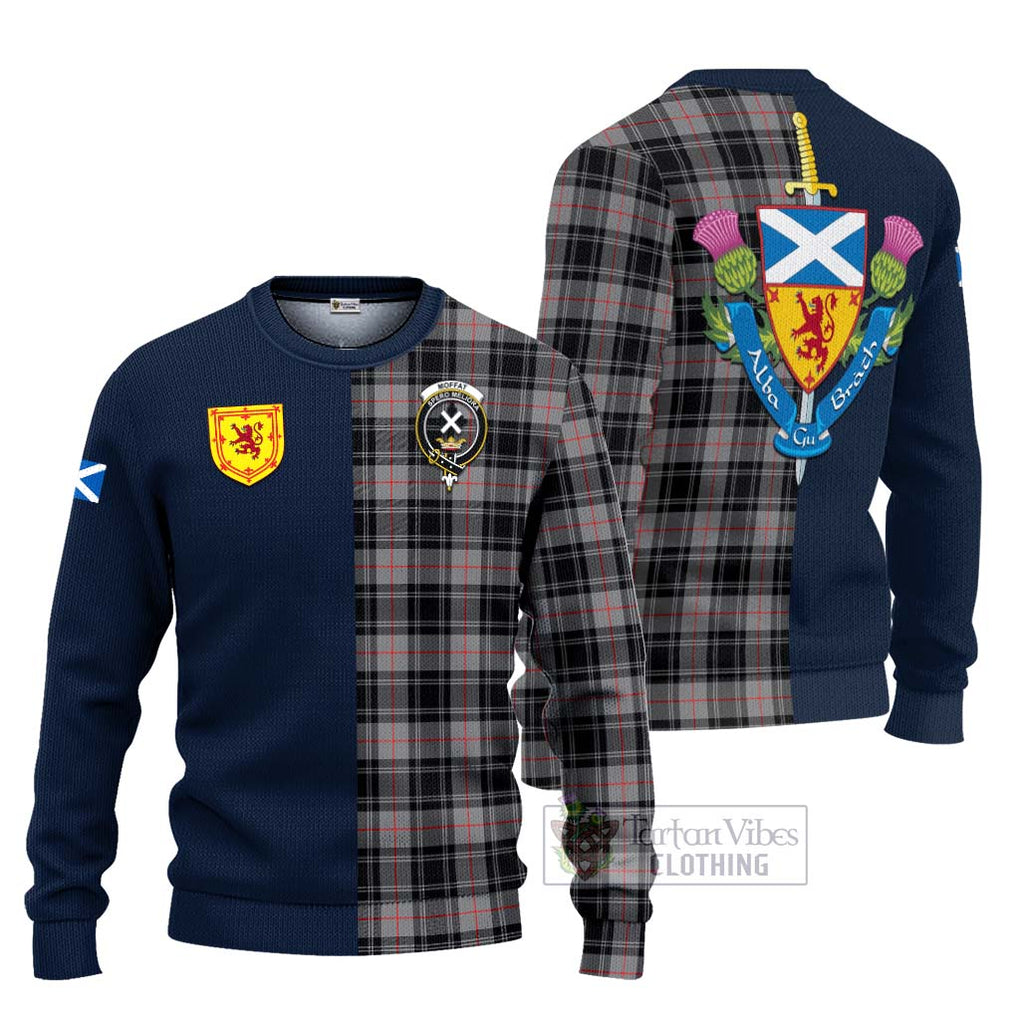 Moffat Tartan Ugly Sweater Alba with Scottish Lion Royal Arm Half Style Unisex - Tartan Vibes Clothing