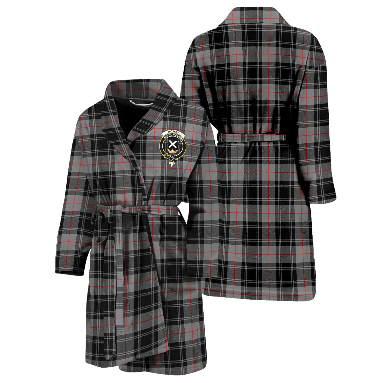 Moffat Tartan Bathrobe with Family Crest Unisex S - Tartan Vibes Clothing