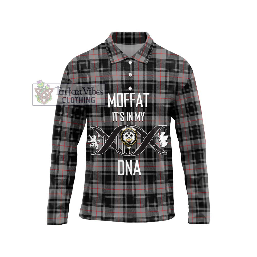 Moffat Tartan Long Sleeve Polo Shirt with Family Crest DNA In Me Style Unisex - Tartanvibesclothing Shop