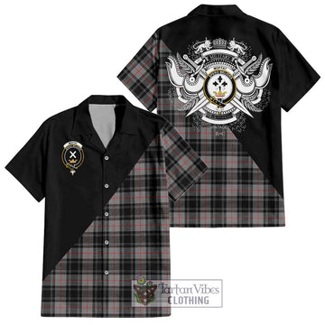 Moffat Tartan Short Sleeve Button Shirt with Family Crest and Military Logo Style