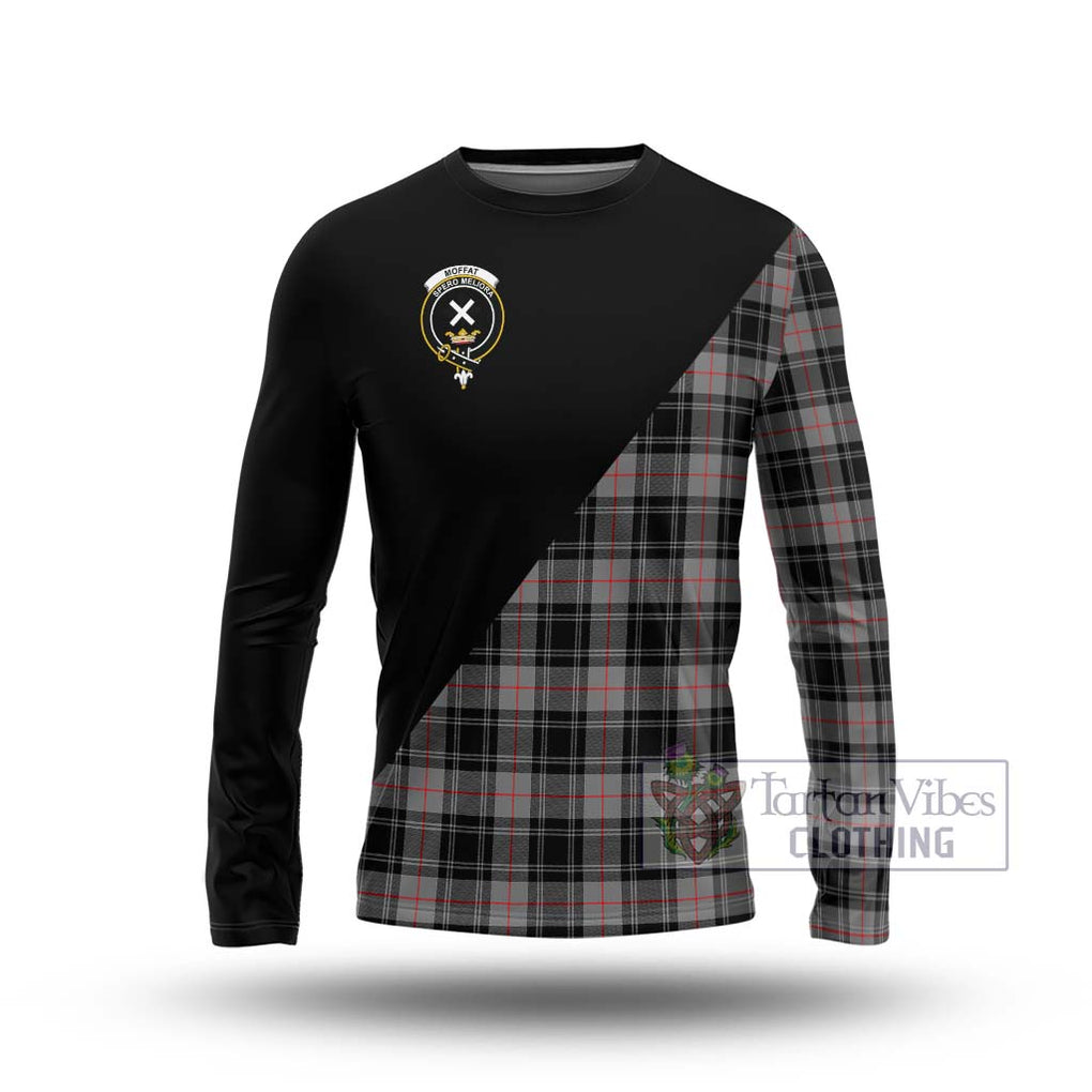 Moffat Tartan Long Sleeve T-Shirt with Family Crest and Military Logo Style Unisex - Tartanvibesclothing Shop