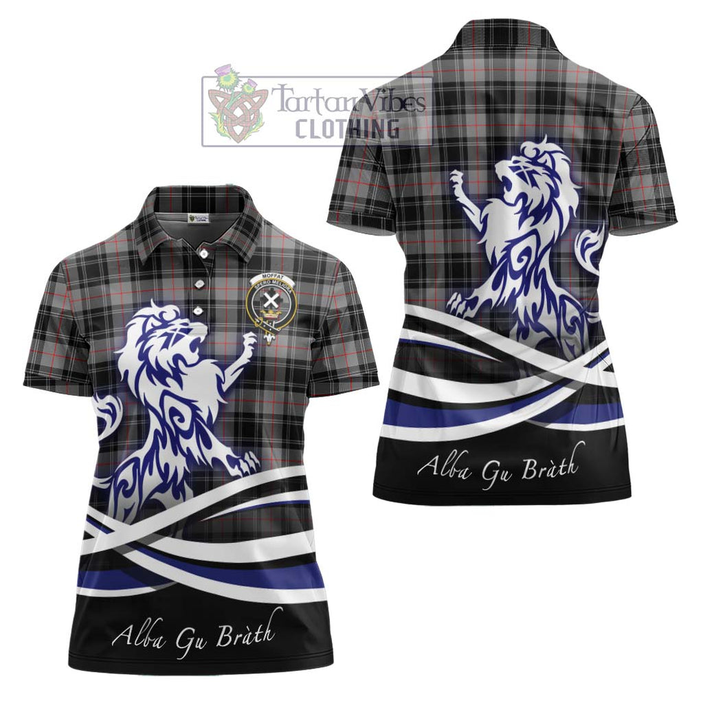 Moffat Tartan Women's Polo Shirt with Alba Gu Brath Regal Lion Emblem Women - Tartanvibesclothing Shop