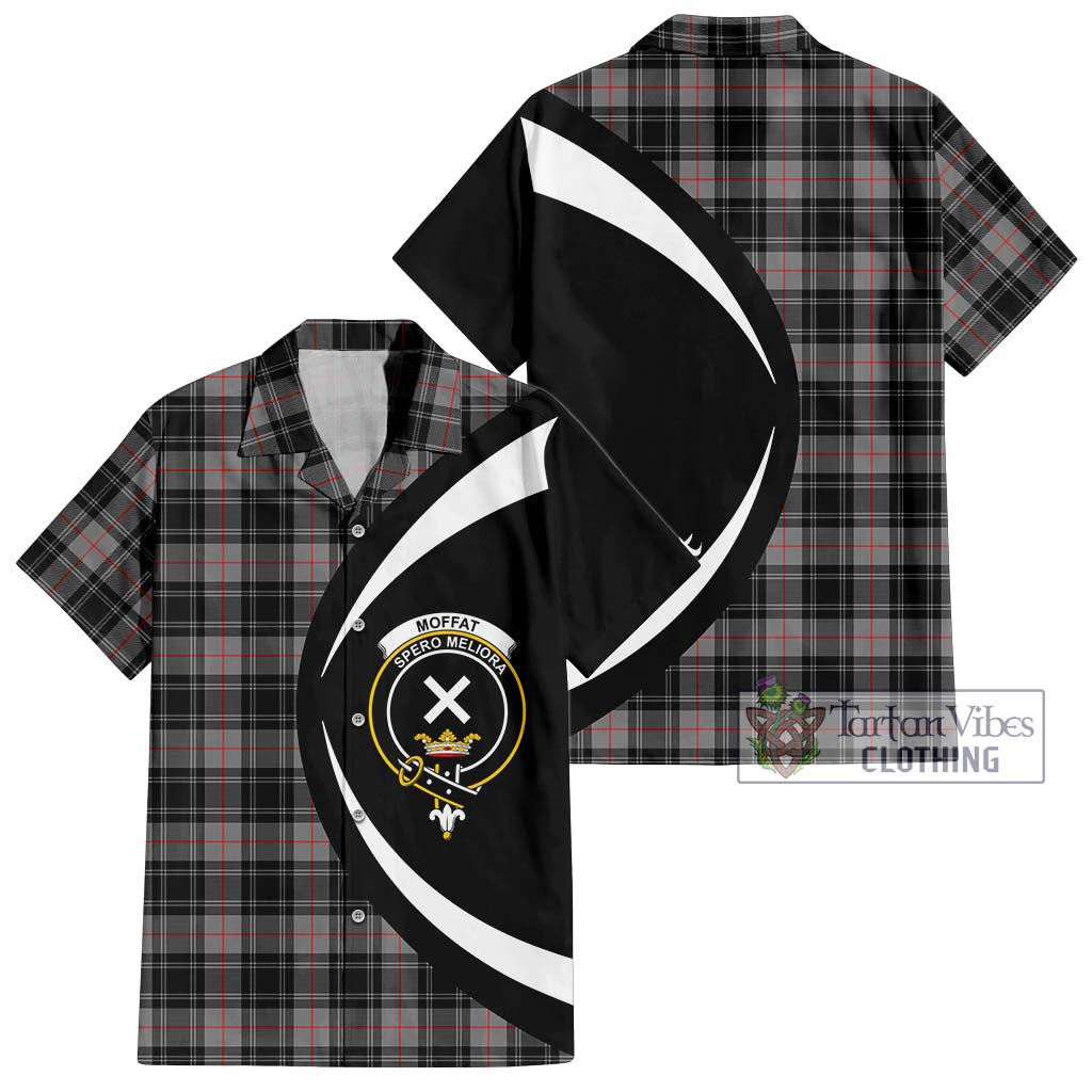 Moffat Tartan Short Sleeve Button Up with Family Crest Circle Style Kid - Tartan Vibes Clothing