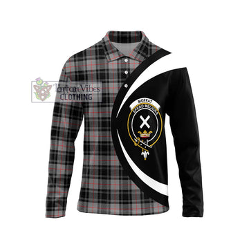 Moffat Tartan Long Sleeve Polo Shirt with Family Crest Circle Style