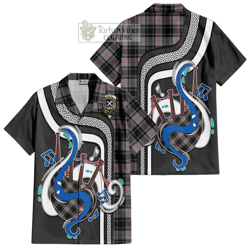 Moffat Tartan Short Sleeve Button Shirt with Epic Bagpipe Style Kid - Tartanvibesclothing Shop