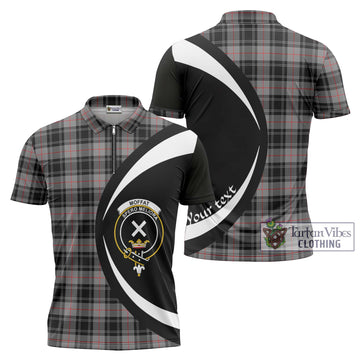 Moffat Tartan Zipper Polo Shirt with Family Crest Circle Style