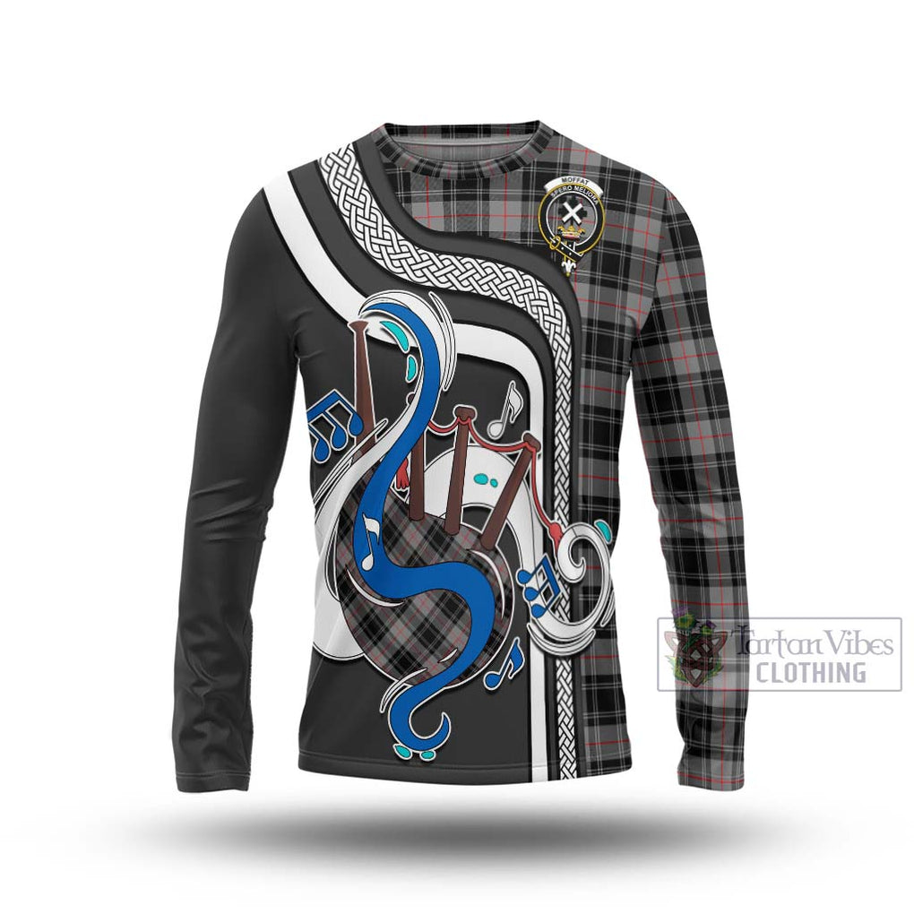 Tartan Vibes Clothing Moffat Modern Tartan Long Sleeve T-Shirt with Epic Bagpipe Style