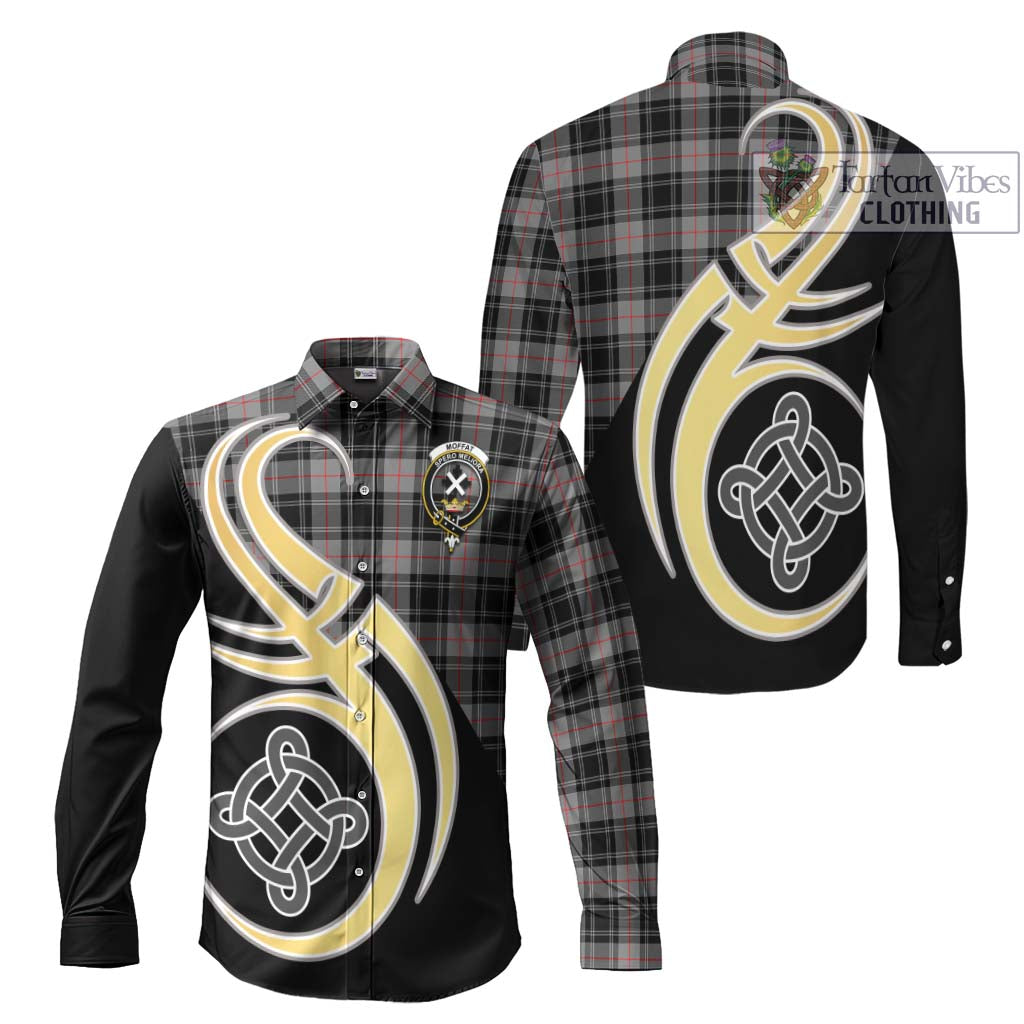 Moffat Tartan Long Sleeve Button Shirt with Family Crest and Celtic Symbol Style Men's Shirt S - Tartan Vibes Clothing