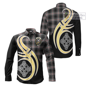 Moffat Tartan Long Sleeve Button Shirt with Family Crest and Celtic Symbol Style