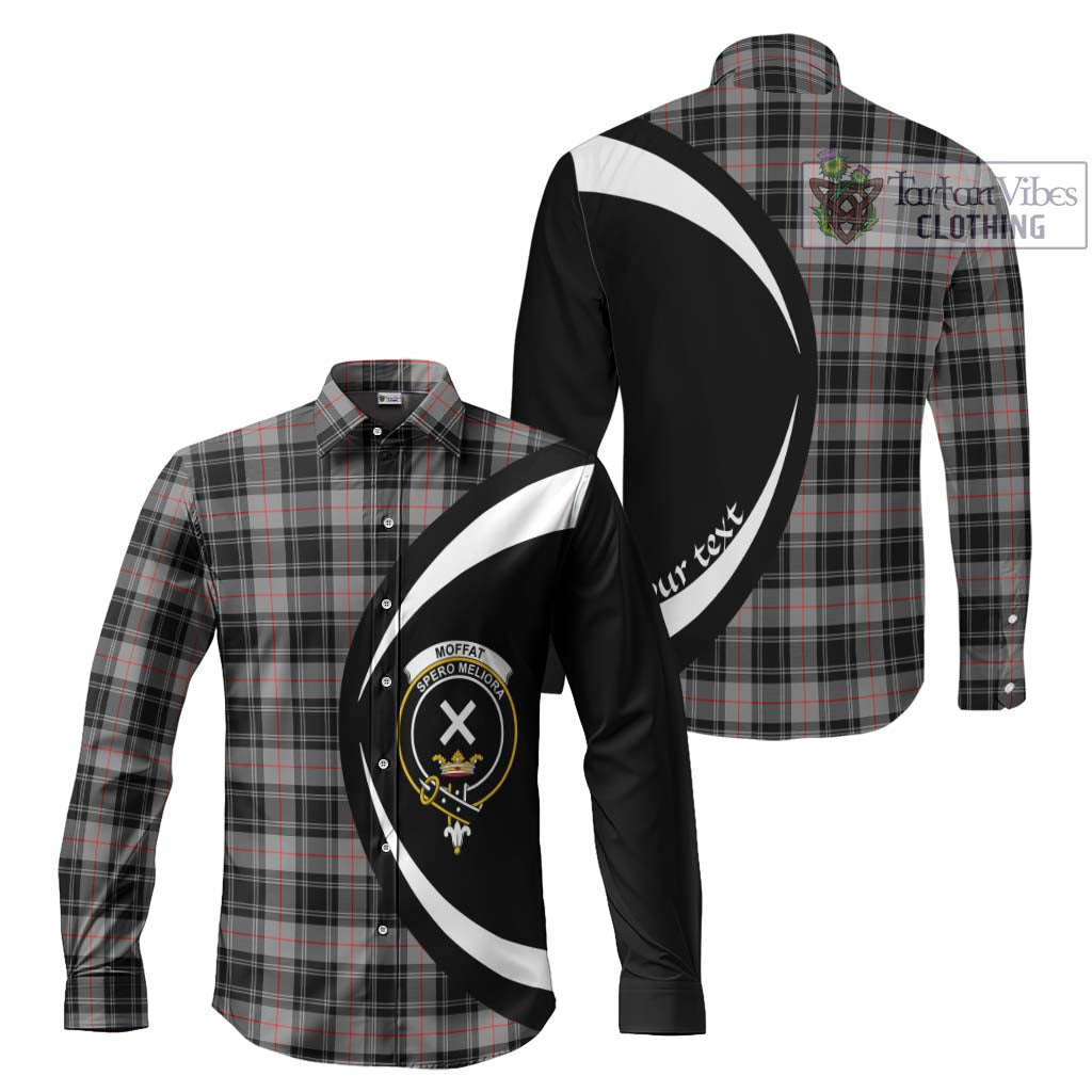 Moffat Tartan Long Sleeve Button Up with Family Crest Circle Style Men's Shirt S - Tartan Vibes Clothing