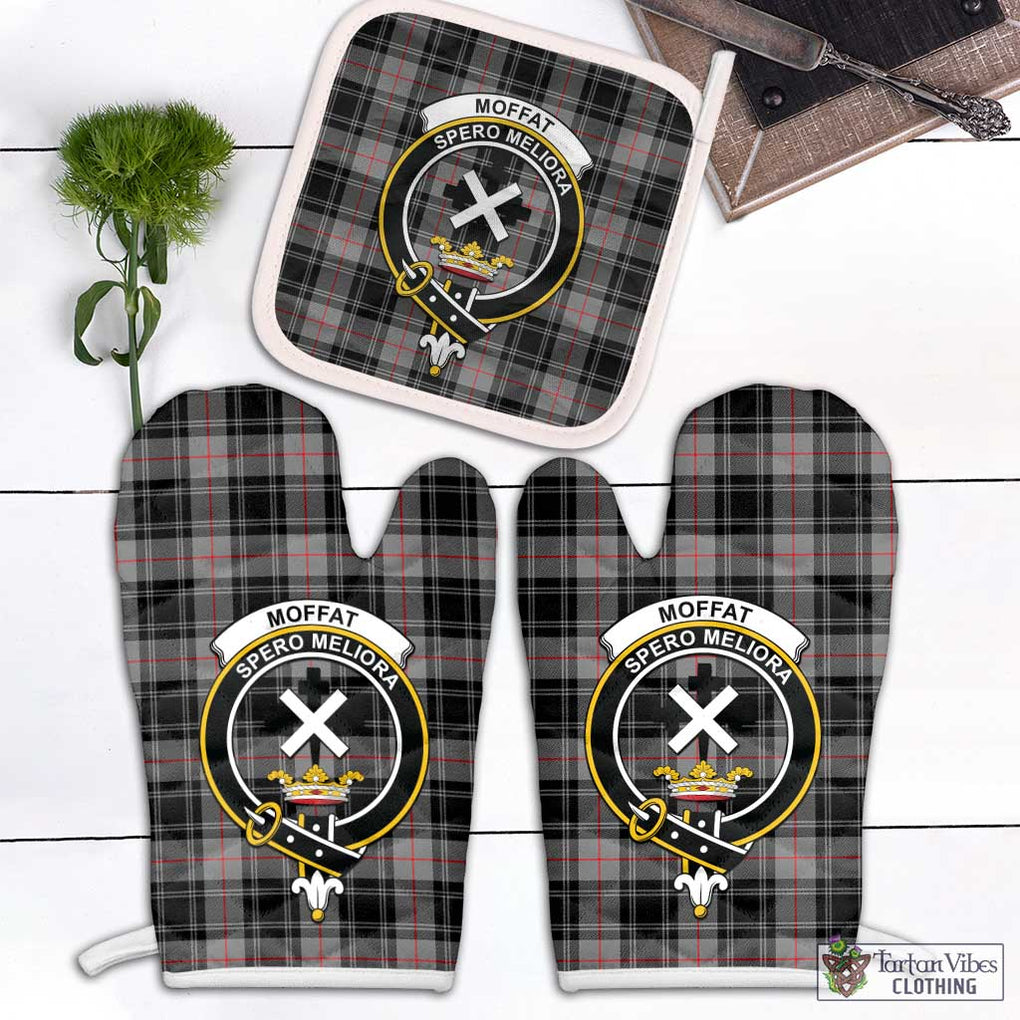 Moffat Tartan Combo Oven Mitt & Pot-Holder with Family Crest Combo 1 Oven Mitt & 1 Pot-Holder White - Tartan Vibes Clothing