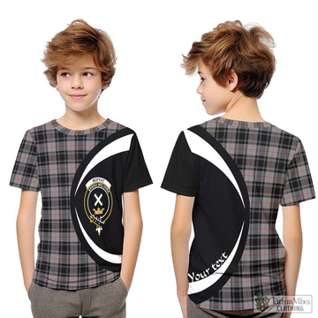 Moffat Tartan Kid T-Shirt with Family Crest Circle Style